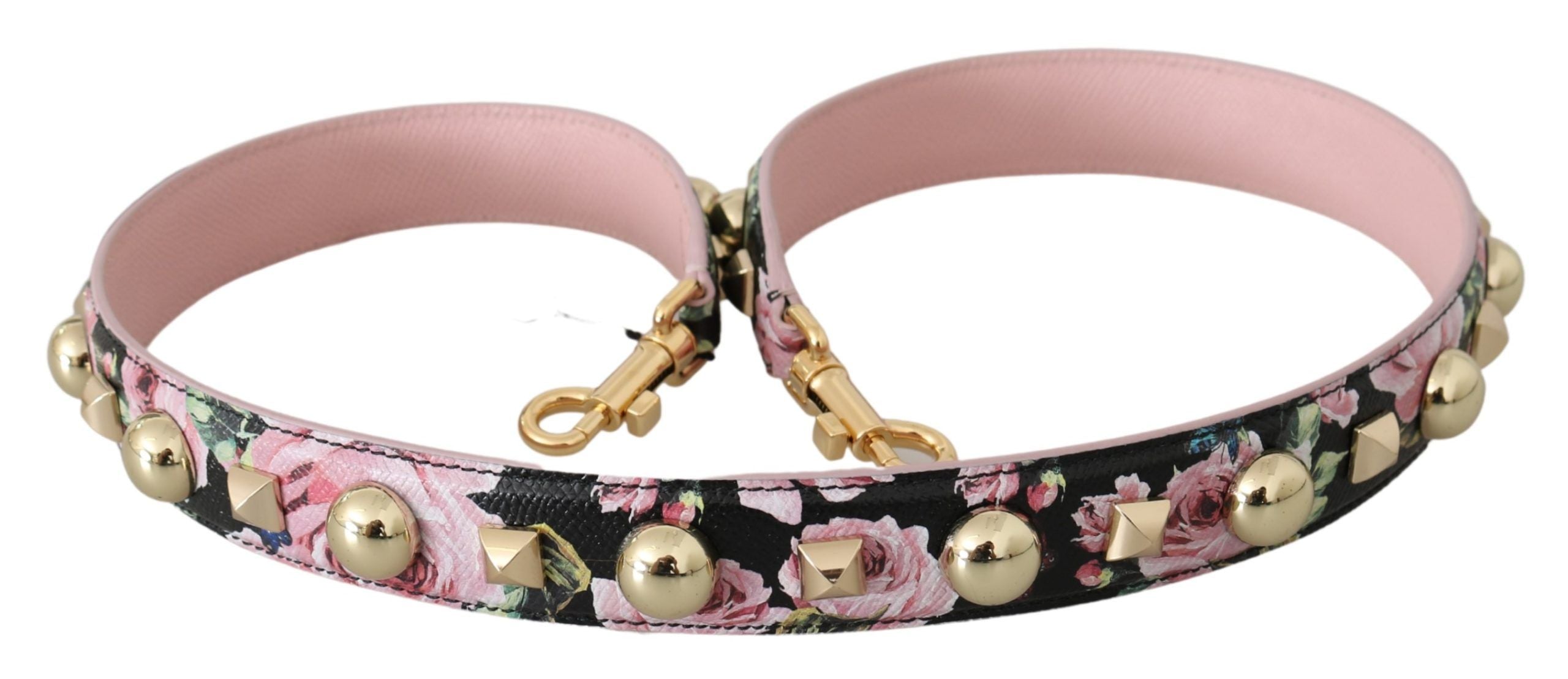 Dolce & Gabbana pembe çiçekli deri işlemeli aksesuar omuz askısı